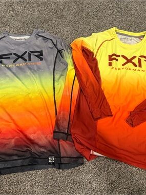 Youth L FXR Gradient Long-Sleeve Shirt - Yellow/Orange/Red set of 2